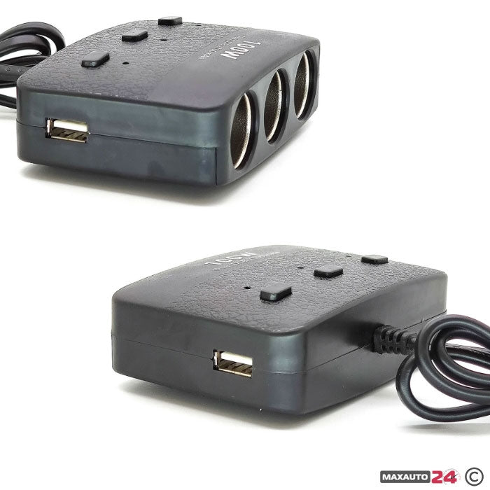 Разклонител за запалка 3-ка + 2 USB 1636