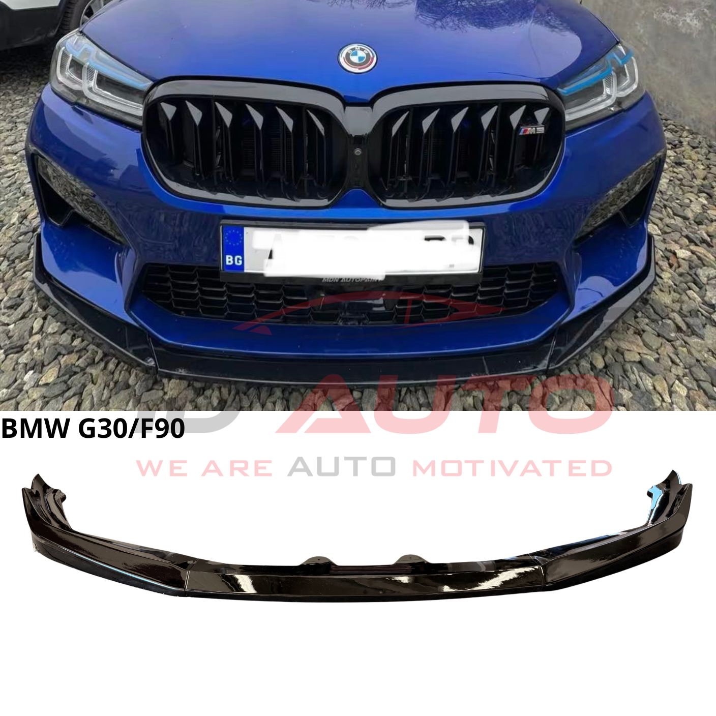 Преден лип спойлер за BMW G30 фейс (2021+) M5 броня – Черен гланц
