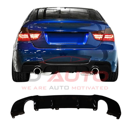 Заден двоен дифузьор – BMW 3 Series E90/E91 (2005–2011), за M-Tech броня, черен гланц