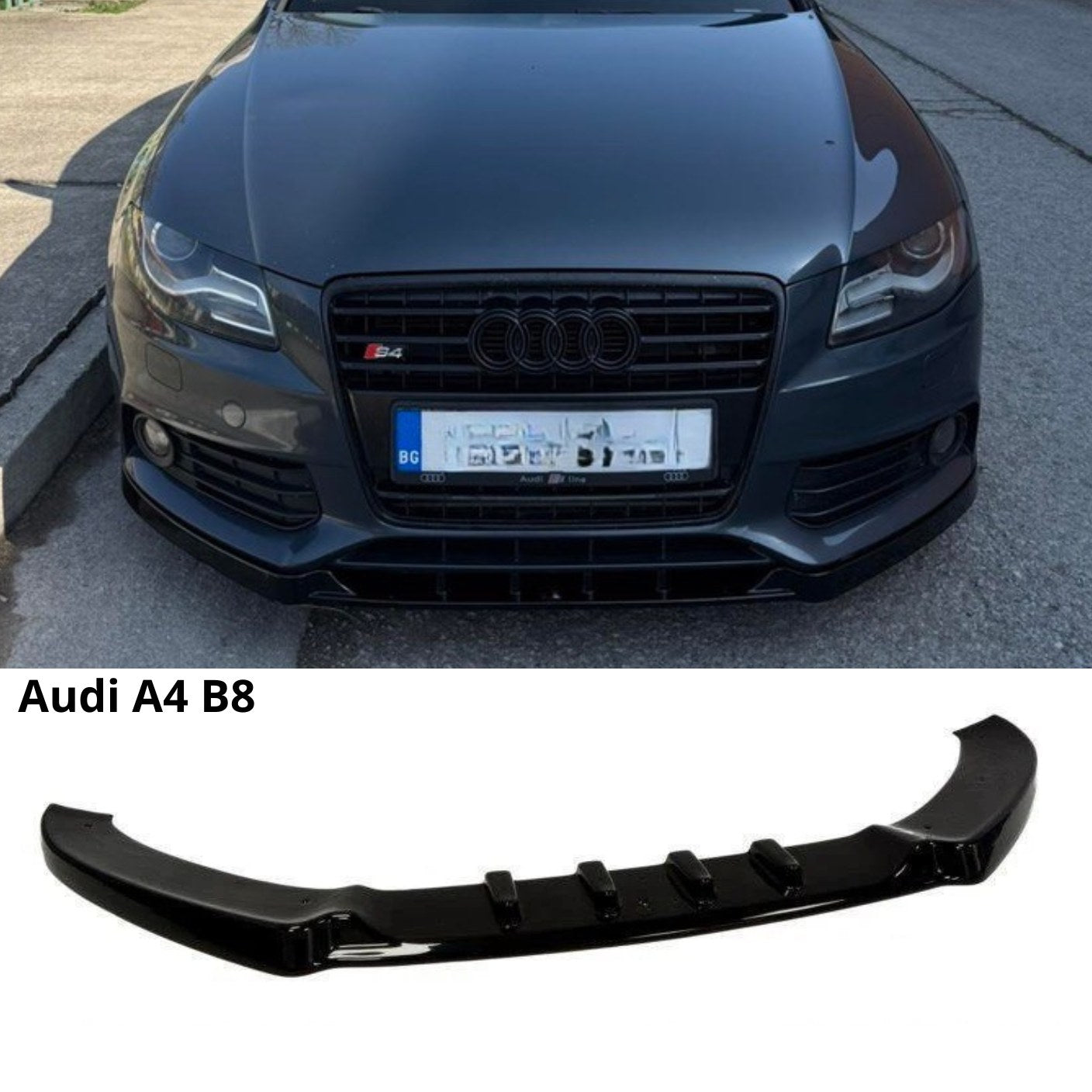 Преден лип за Audi A4 B8 (2007–2012) – черен гланц