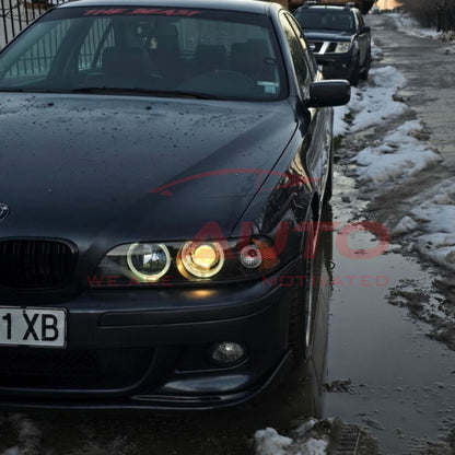 Комплект тунинг фарове с Angel Eyes за BMW 5 Series E39 (1997–2003) – черни, с включени крушки