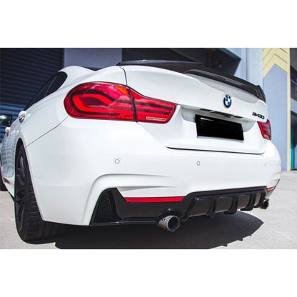 Заден оребрен дифузьор за BMW 4 Series F32 / F36 M Sport – 335 стил двоен ауспух, черен гланц