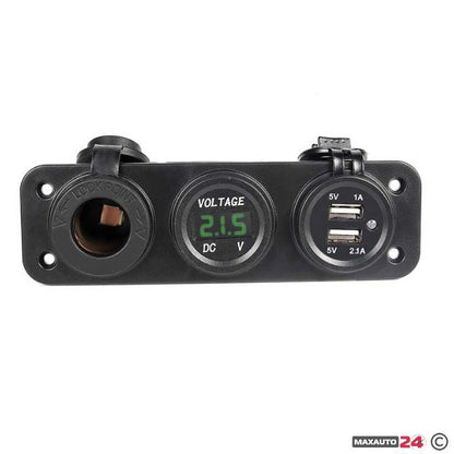 Волтметър с 2 USB порта и гнездо - 1632