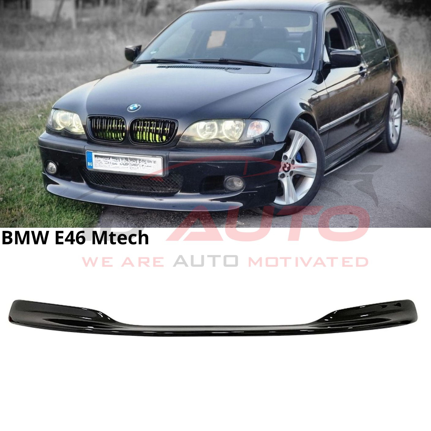 Преден CSL Лип Спойлер за BMW E46 M-Tech Броня Черен Гланц