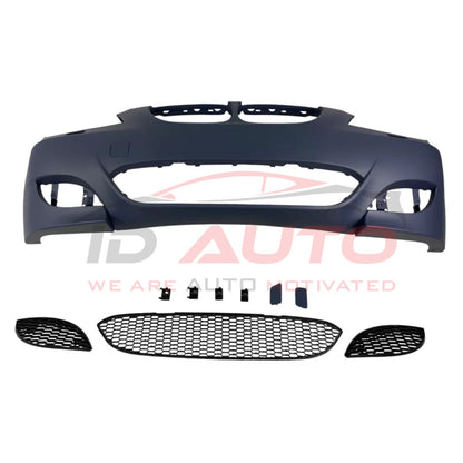 Предна броня за BMW E60/E61 – M5 стил, с решетки, с отвори за парктроник 24 мм, грундирана