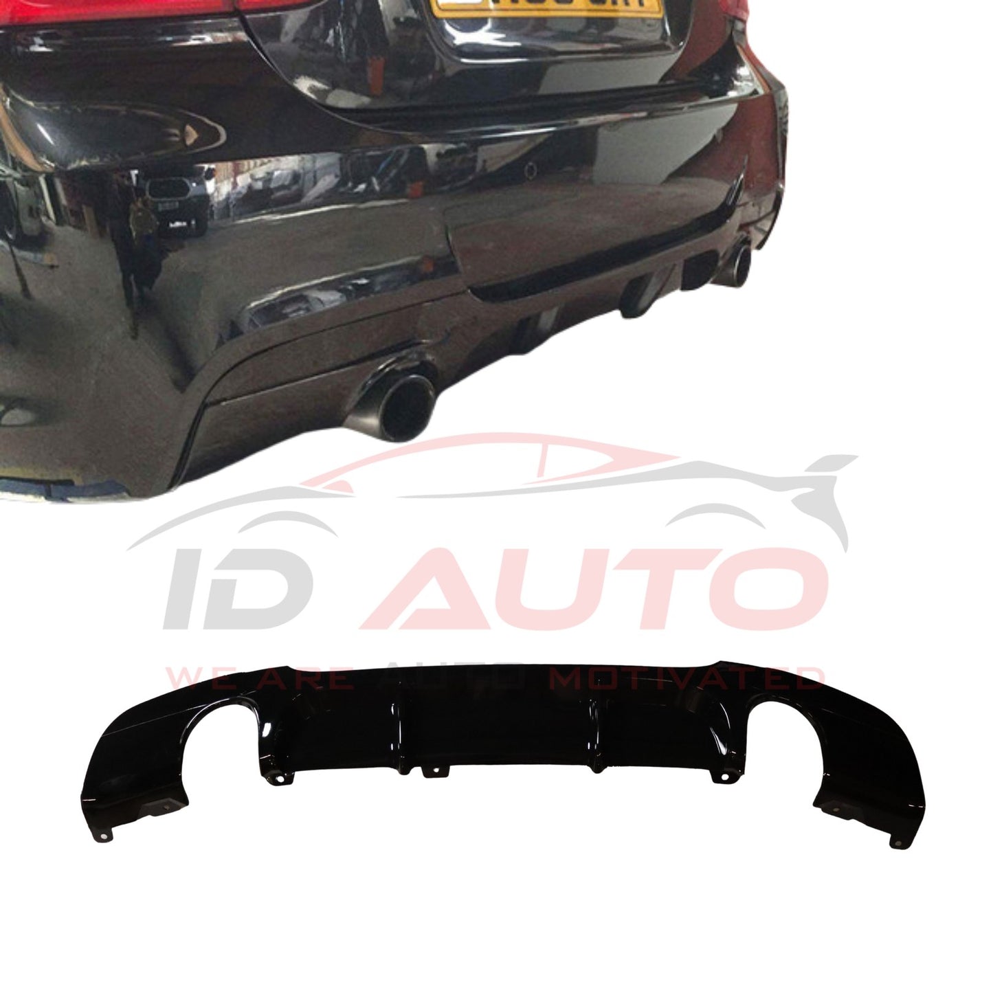 Заден двоен дифузьор – BMW 3 Series E90/E91 (2005–2011), за M-Tech броня, черен гланц