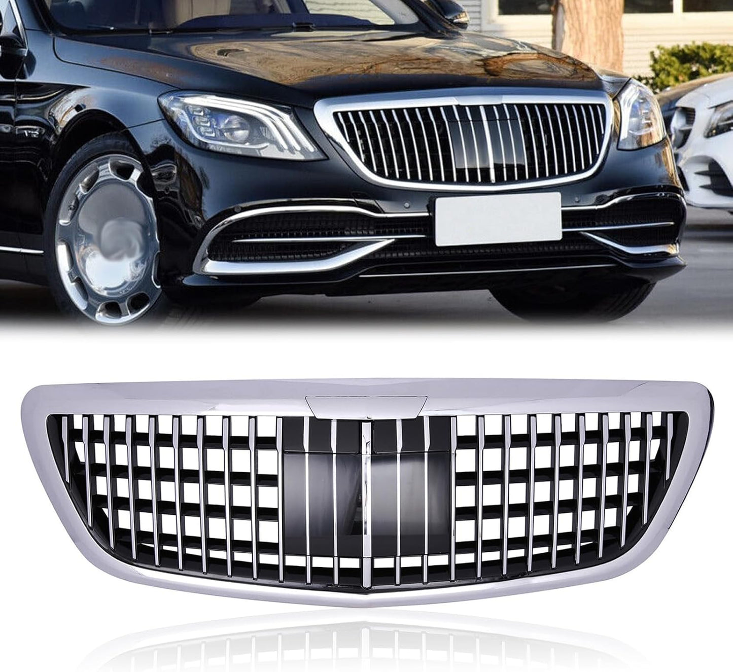 Maybach Решетка за Mercedes S-Class W222 Facelift (2017-2020) – Silver Chrome