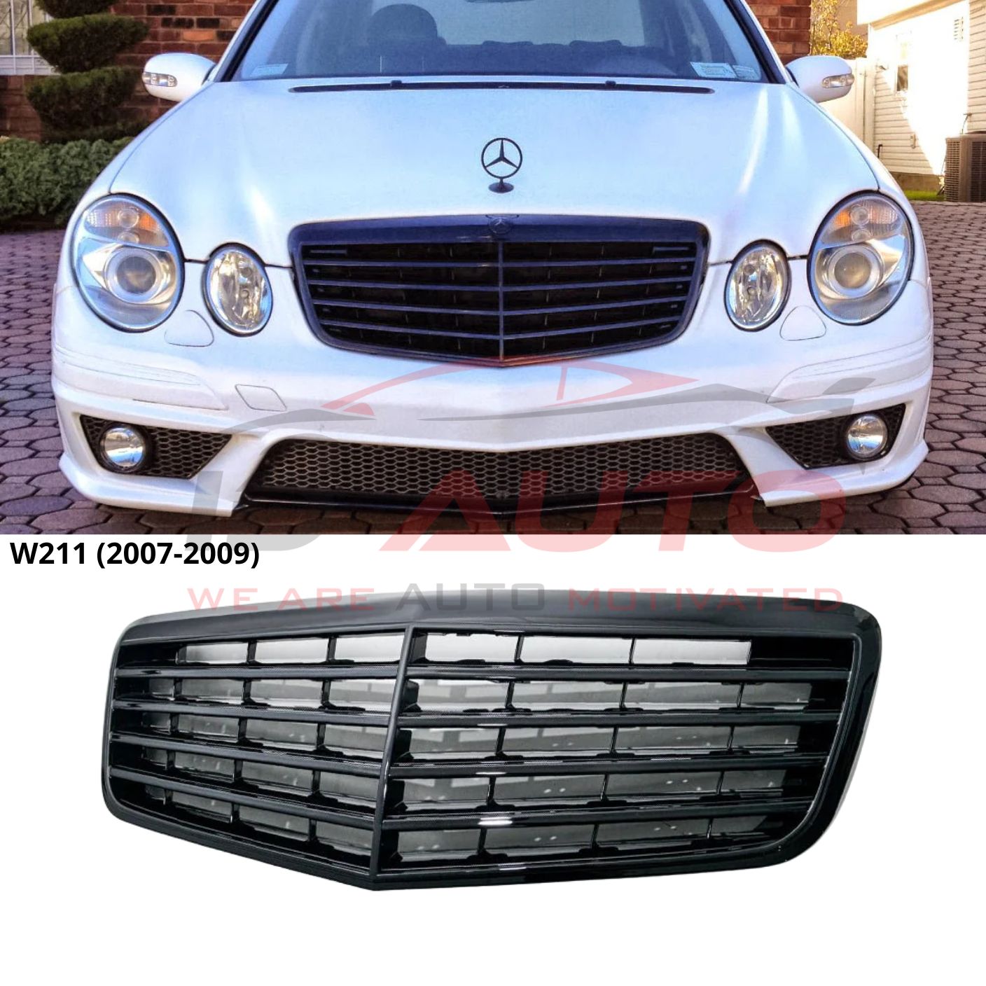 Черна решетка за Mercedes E-Class W211 Facelift (2007-2009) – Gloss Black