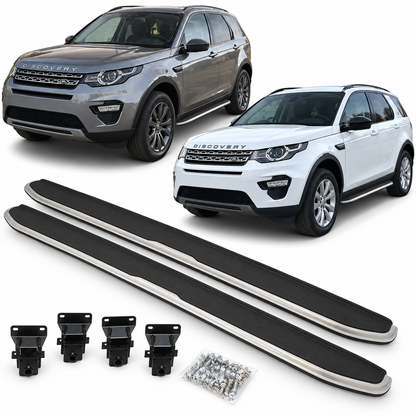 Странични степенки за Land Rover Discovery Sport L550 (2014–2019) – Черни със сребрист кант