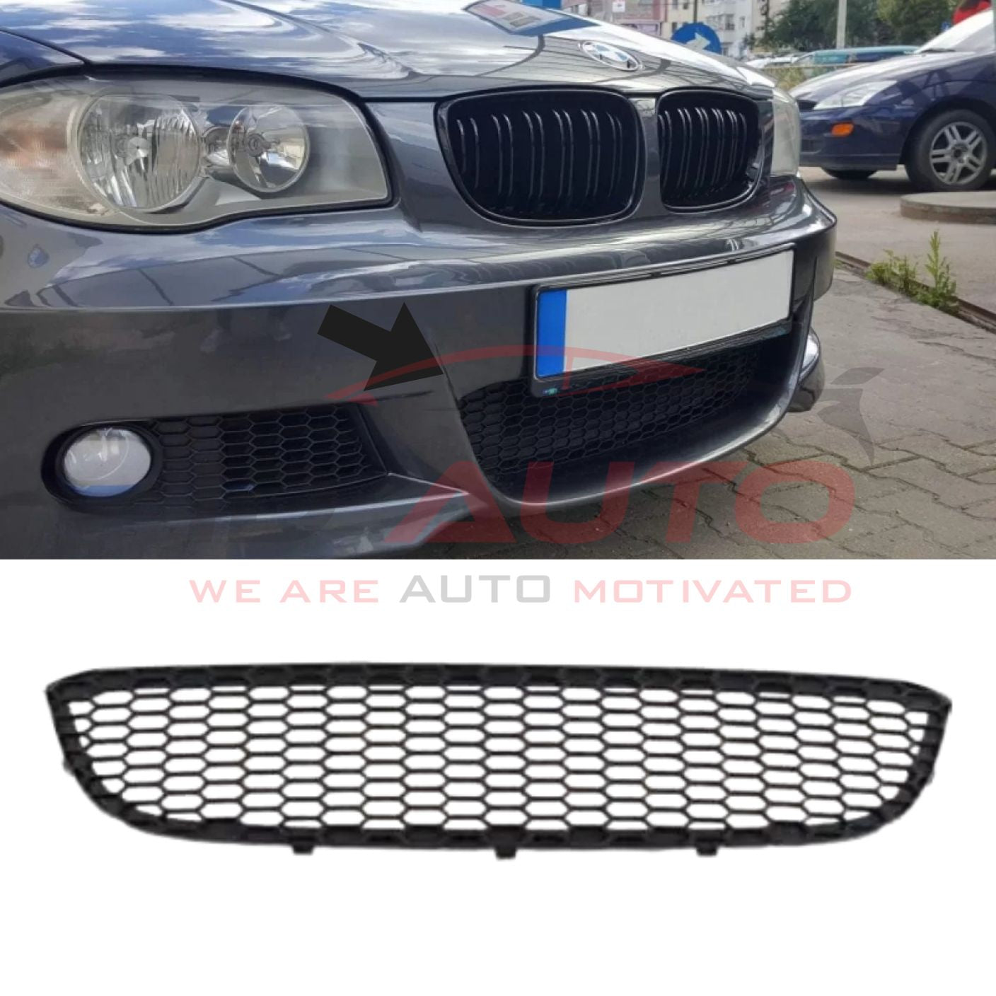 Решетка за предна броня BMW E87 (2007-2011) M-Tech – централна долна решетка тип пчелна пита