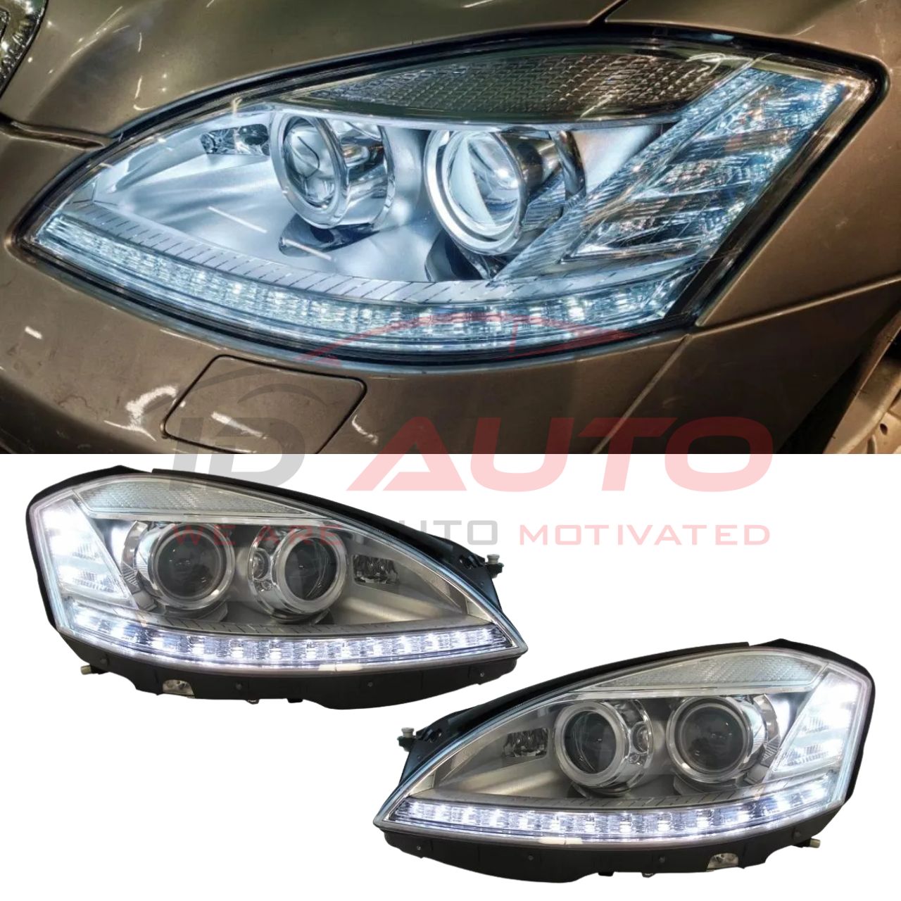 Кристални LED Фарове за Mercedes S-Class W221 (2005-2008) – D1S / H7, AFS