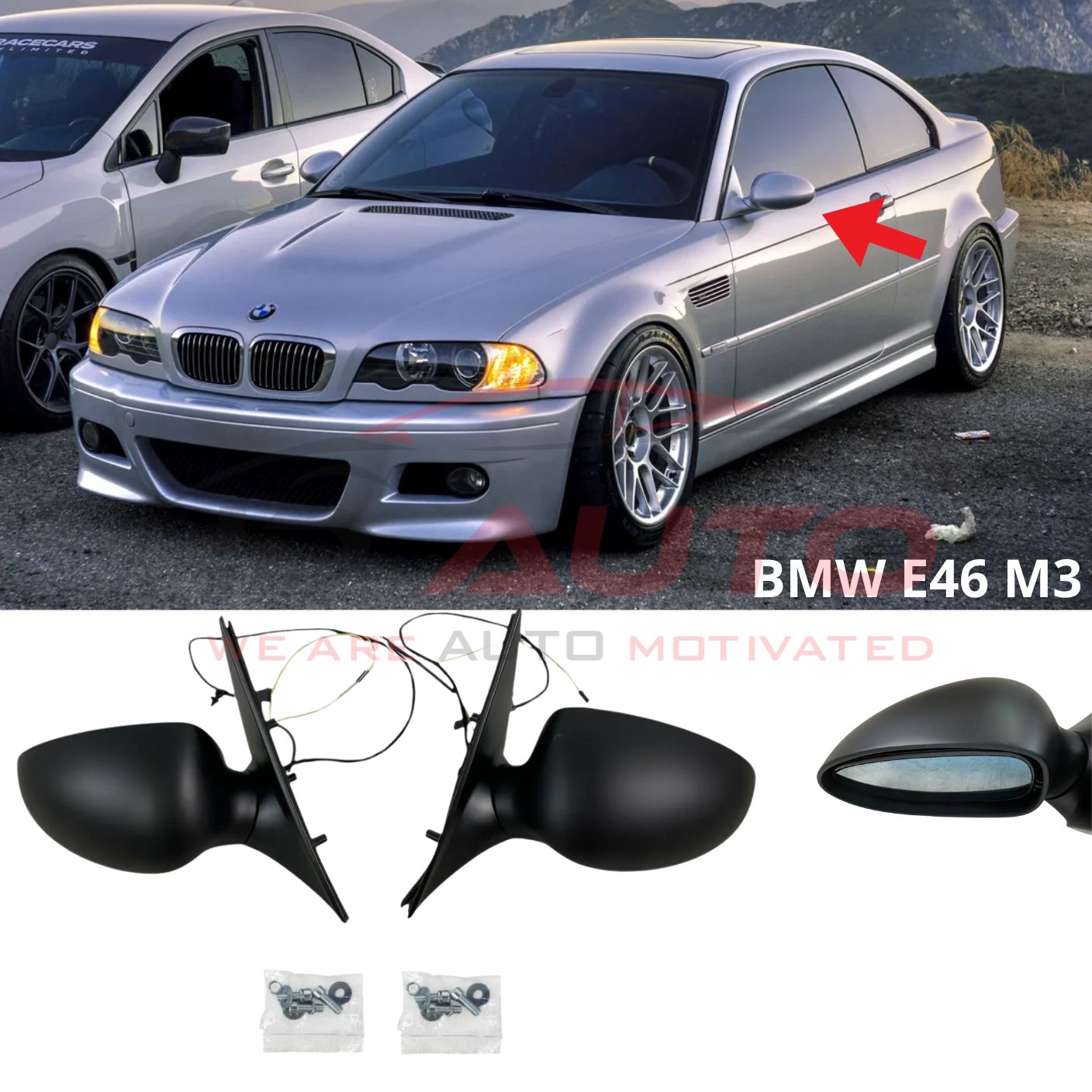 Огледала за BMW E46 Sedan (1998-2005) M3 дизайн – електрически, с подгрев – комплект
