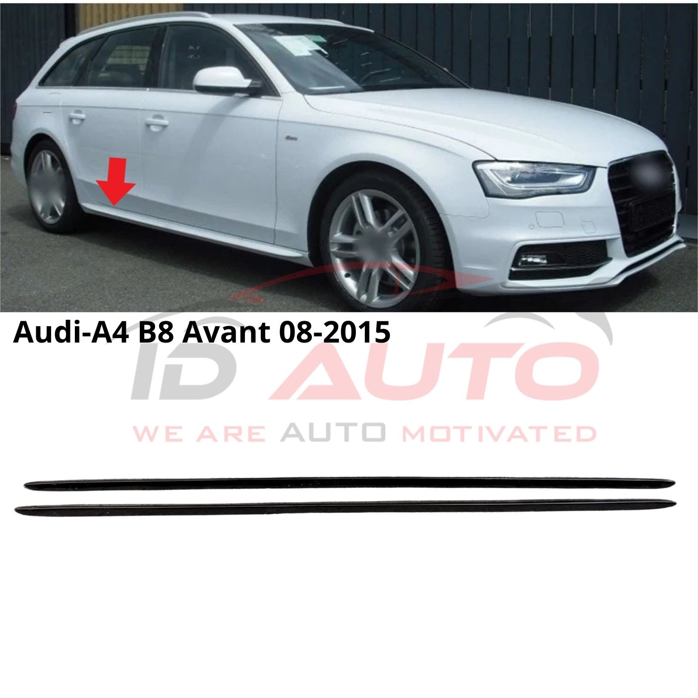 Тунинг добавки за прагове за Audi A4 B8 Avant (2008–2015) – Черен гланц