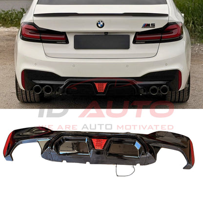 Заден дифузьор с F1 стоп за BMW G30 (2017–2022) – M Sport стил, черен гланц