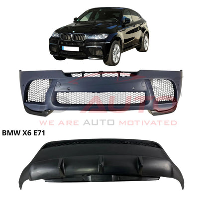 Боди кит BMW X6 E71 (2007-2014) M-Tech с широки сплитери – предна броня и заден дифузьор