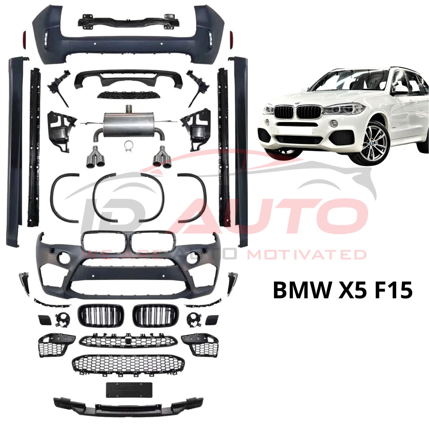 M Sport боди кит за BMW X5 F15 (2013-2018) с двойни накрайници и спортен ауспух