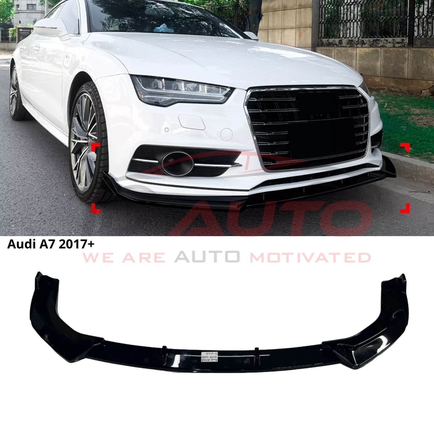 Преден лип спойлер за Audi A7 (2017+) – черен гланц