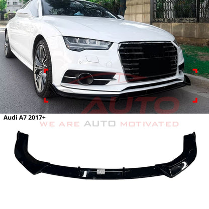 Преден лип спойлер за Audi A7 (2017+) – черен гланц