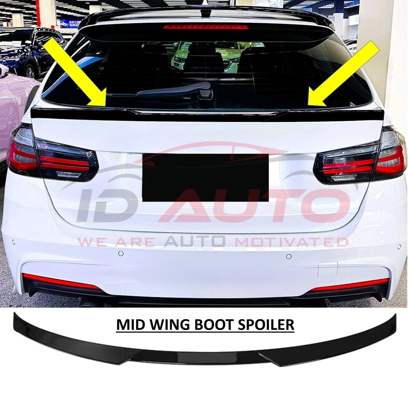 Среден спойлер Mid за BMW 3 Series F31 комби (2012-2019) – черен гланц