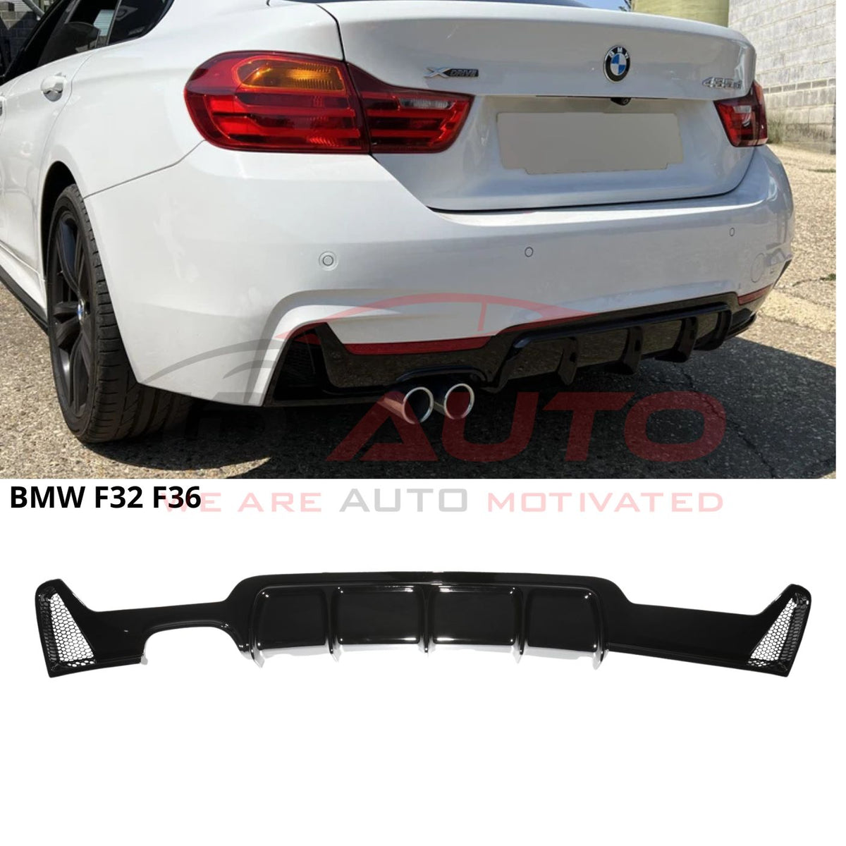 Заден оребрен дифузьор за BMW 4 Series F32 / F36 M Sport – черен гланц