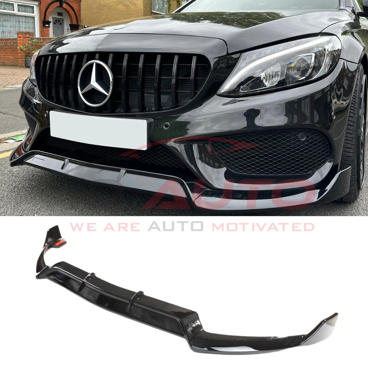 Преден лип спойлер за Mercedes W205 (2014–2021) – черен гланц