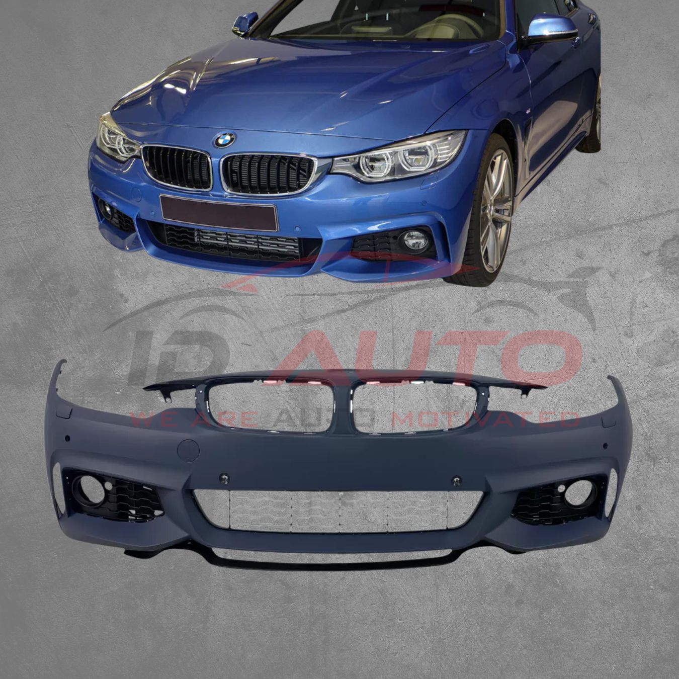 Предна броня BMW F32/F36 (2013-2020) – M-Tech дизайн с отвори за халогени и парктроник