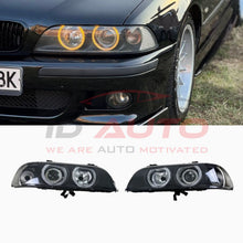 Тунинг кристални фарове с Angel Eyes за BMW E39 (1995-2000) - черни