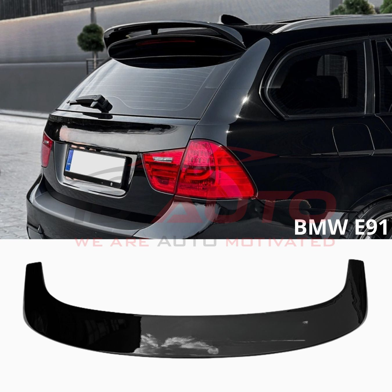 Спойлер за BMW E91 Touring (2005–2012) – Заден спойлер багажник Черен гланц