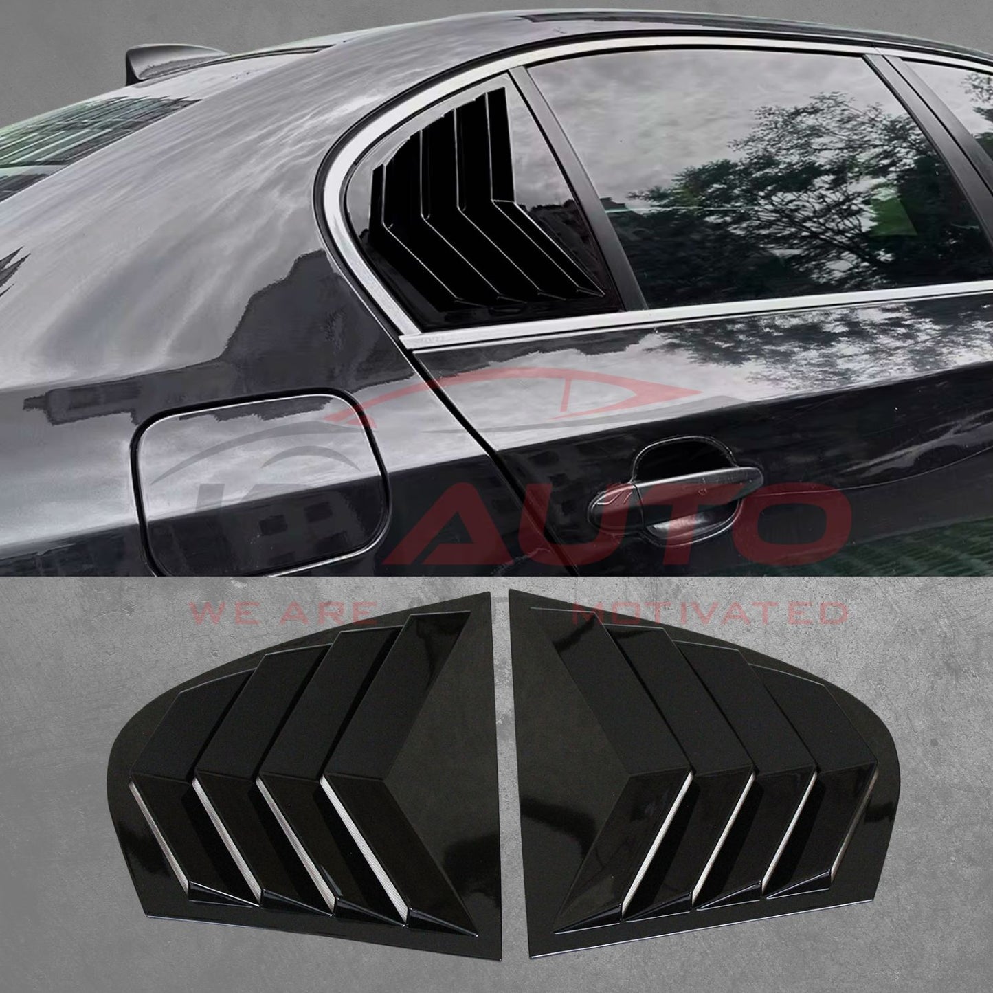 Тунинг добавки за задни странични стъкла – BMW E60 (2003–2010), черен гланц