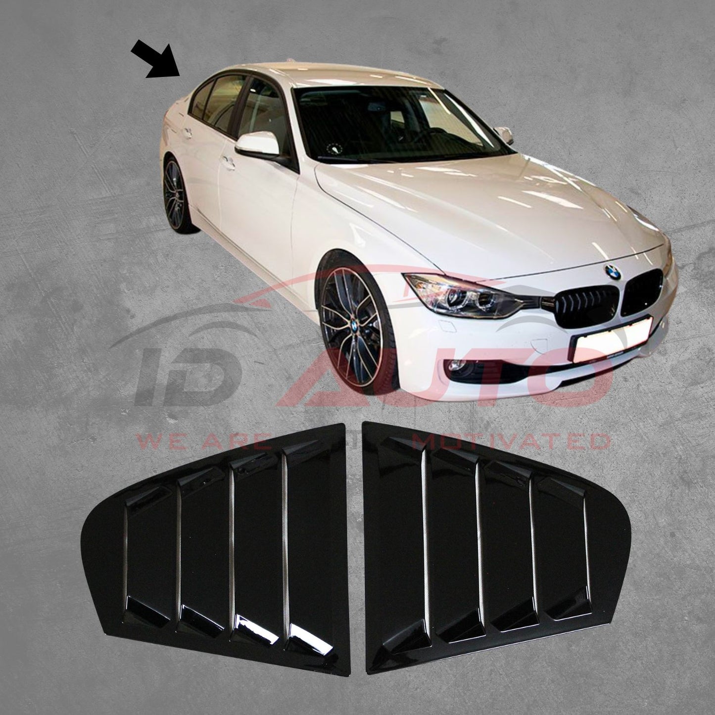 Тунинг добавки за задни странични стъкла – BMW F30 (2012–2018), черен гланц