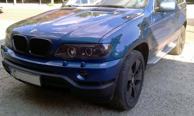 Комплeкт Кристални фарове с Angel Eyes за BMW X5 Е53 (99-03) - черни