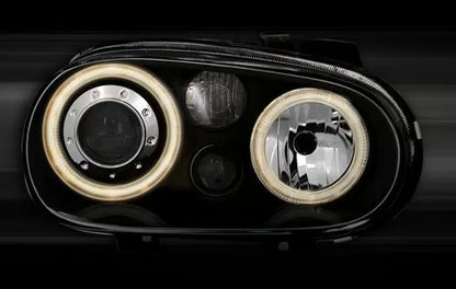 Кристални фарове с Angel Eyes за VW GOLF IV R32 - черни