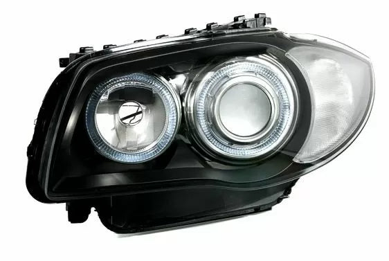 Кристални фарове Angel Eyes за BMW E87 (2004–2011) – черен корпус