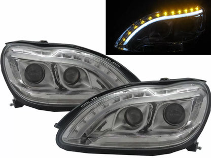 Кристални Фарове Lightbar за Mercedes S-Class W220 (1998-2005) с Биксенонови Лупи