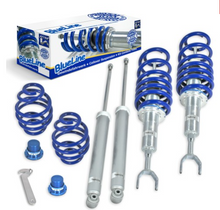 Регулируемо спортно окачване JOM BlueLine Coilover Kit, подходящо за Audi A6 (4B), вкл. Avant, година 04.1997-2004, без 4х4