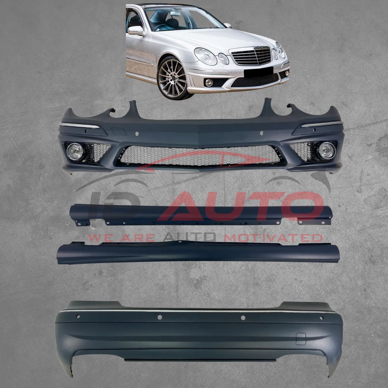 Боди кит AMG E63 за Mercedes E-Class W211 (2006–2008) с халогени