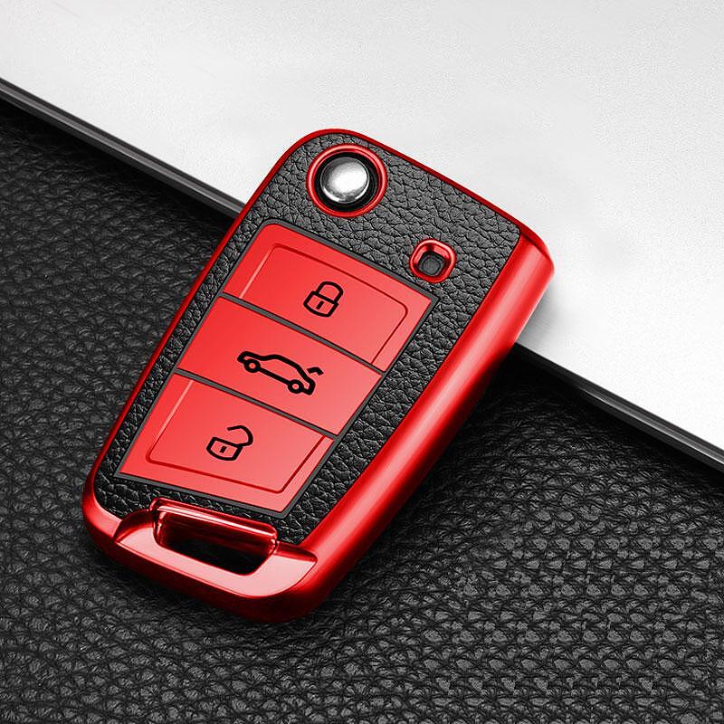 Червен силиконов калъф (TPU) за aвтоключ - Vw / Skoda