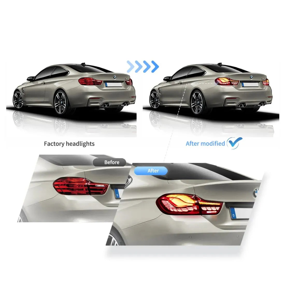 LED GTS Стопове с Динамичен Мигач за BMW F32 / F33 / F36 / F82 / F83 (2014–2020)