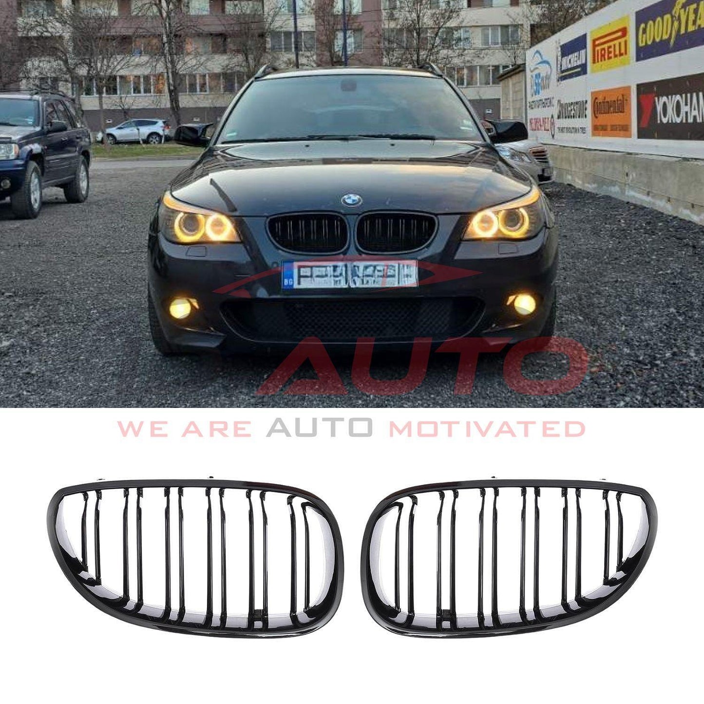 Двойни Бъбреци за BMW E60 / E61 (2003-2010) Черен гланц