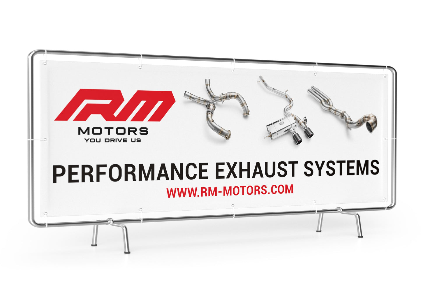 Banner with RM Motors logo 3x1