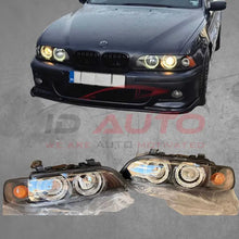 Комплект тунинг фарове с Angel Eyes за BMW 5 Series E39 (1997–2003) – черни, с включени крушки