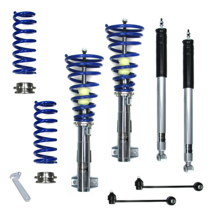 Спортно регулируемо окачване JOM BlueLine с Drop Links за Mercedes C-Klasse (W203) 2000–2007 – C180, C200, C220, C230, C240, C270, C280, C320, C350 (Limo, Coupe, T-модели)