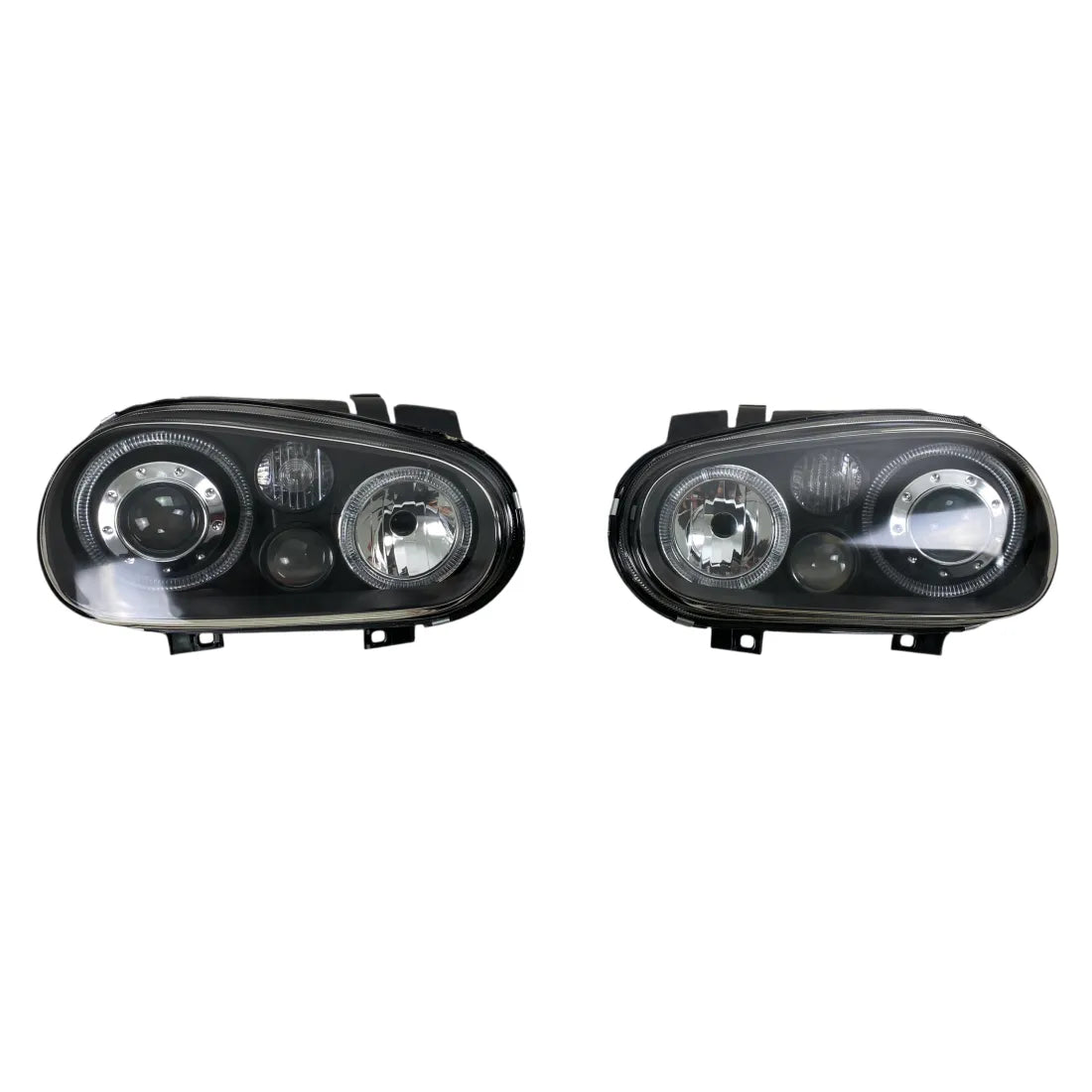 Кристални фарове с Angel Eyes за VW GOLF IV R32 - черни