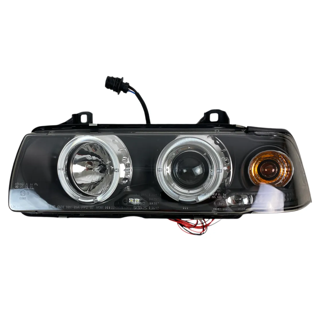 Кристални фарове Angel Eyes за BMW E36 Coupe (1991–2000) – Черен корпус