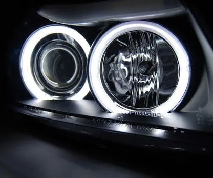 Кристални фарове CCFL Angel Eyes за BMW E90 / E91 (2005–2008) – Черен корпус