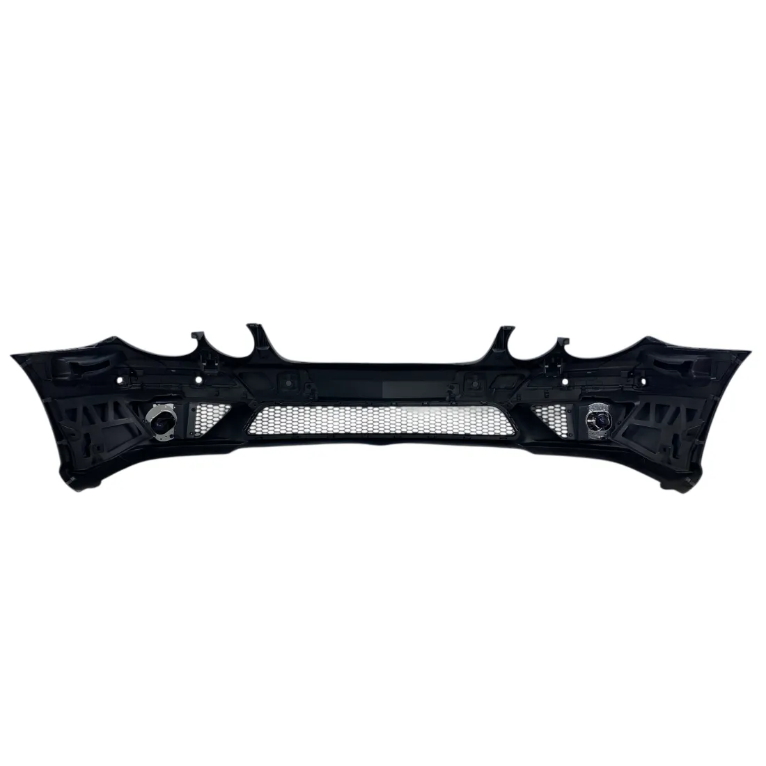 Предна броня AMG за Mercedes E-Class W211 (2006–2009) с парктроник отвори и халогени – грундирана