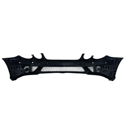 Предна броня AMG за Mercedes E-Class W211 (2006–2009) с парктроник отвори и халогени – грундирана