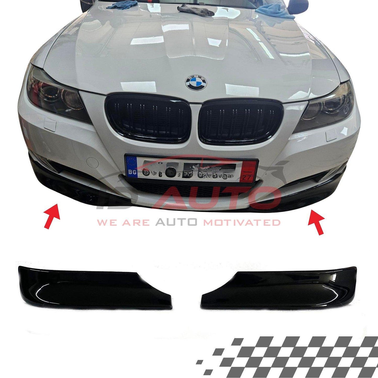 Сплитери GT за стандартна предна броня - BMW E90 / E91 ФЕЙС (2008-2012) черен гланц