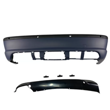 Задна броня за BMW E46 sedan – M-Tech дизайн, с отвори за парктроник 18 mm, грундирана